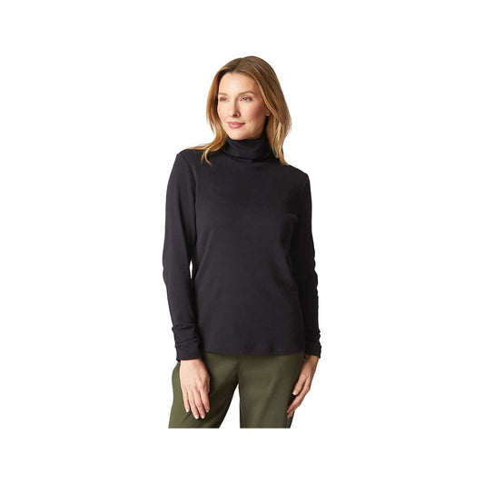 Habitat Women's Not-So-Simple Ruched Black Turtleneck Top