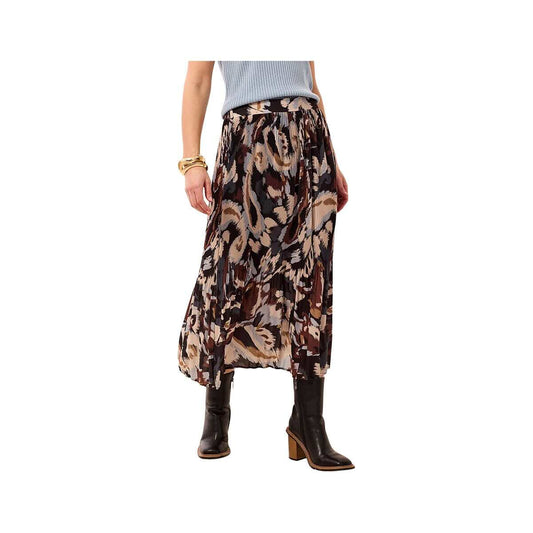 Tribal Sportswear Women's Flowy Plissė Printed Crepe Skirt, Steel