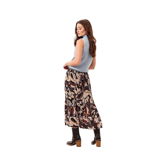Tribal Sportswear Women's Flowy Plissė Printed Crepe Skirt, Steel, alternate view 1