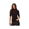 Tribal Women's Funnel Neck Elbow Sleeve Soft Knit Top, Black