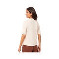 Tribal Women's Funnel Neck Elbow Sleeve Soft Knit Top, Cream, alternate view 1