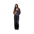 Tribal Women's Blue Thread Diamond Pattern Button Front Knit Cardigan, Charcoal, alternate view 2