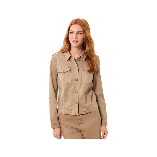 Tribal Women's Comfort Stretch Long Sleeve Button Front Jacket, Fossil
