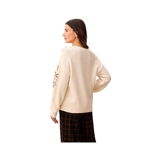 Tribal Sportswear Women's Eyelash Embroidered Long Sleeve Crew Neck Sweater, Moonstone, alternate view 1