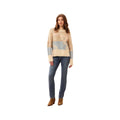 Tribal Women's Novelty Slub Knit Embroidered Long Sleeve Sweater, Azure