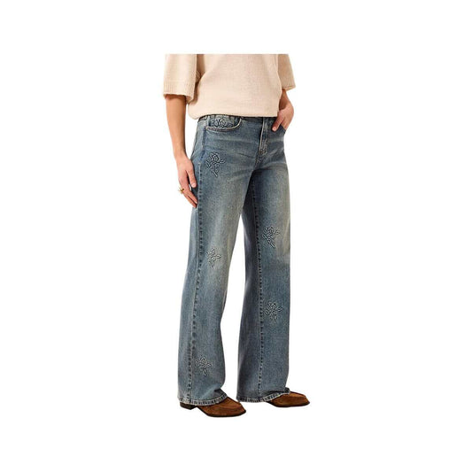 Tribal Sportswear Women's Sophia Curvy Straight Leg Embroidered Jeans, Flowerblue