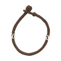 Braided Leather Bracelet with Pewter Beads Brown