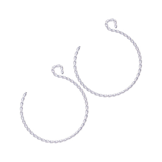 Backward Loop Twist Silver Earrings - Medium