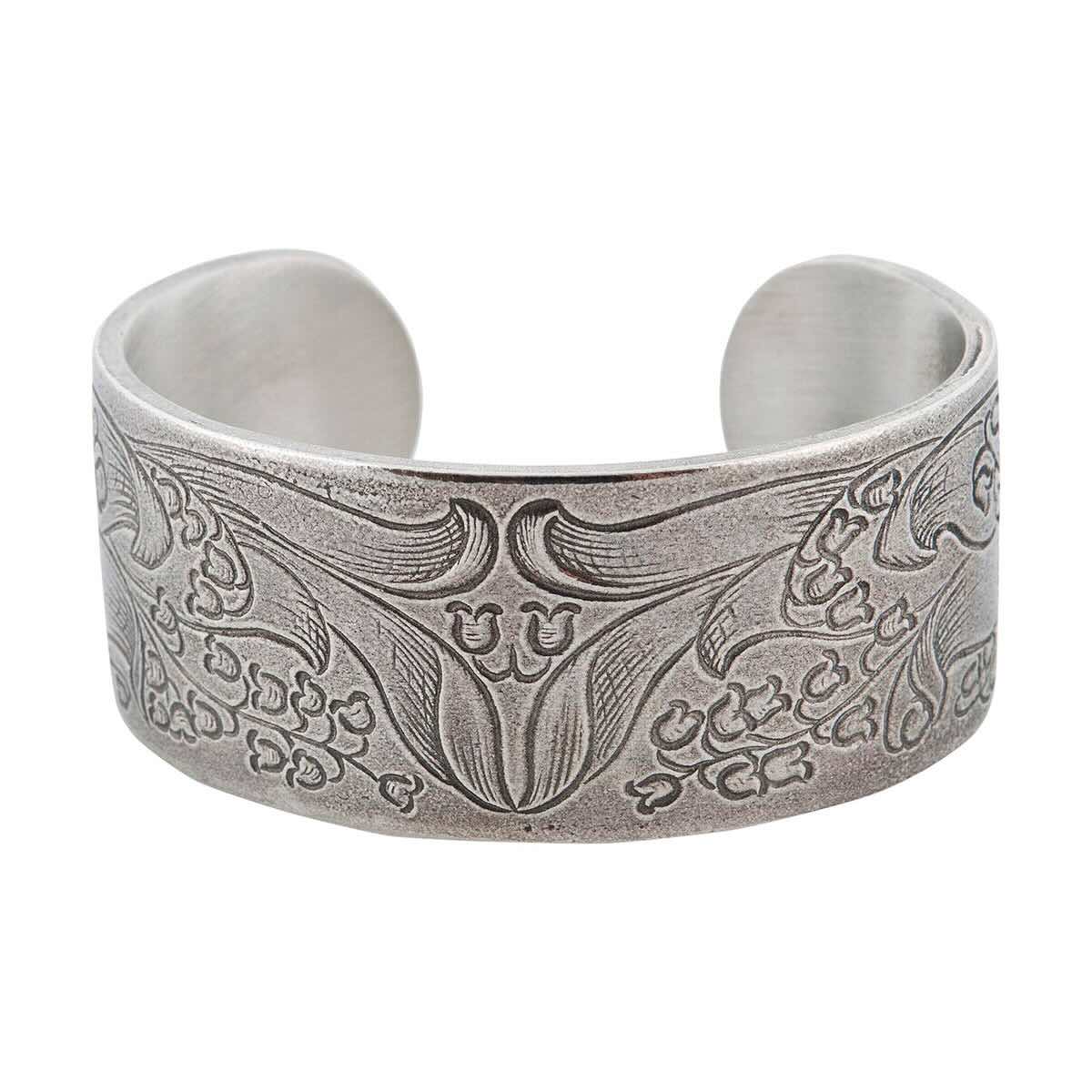 Salisbury Pewter July Cuff Bracelet Salisbury Pewter July Larkspur Flower of the Month Cuff  main image 3