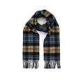 John Hanly Irish Wool Scarf, Navy Beige Plaid