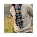 John Hanly Irish Wool Scarf, Navy Beige Plaid, alternate view 4