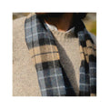 John Hanly Irish Wool Scarf, Navy Beige Plaid, alternate view 5