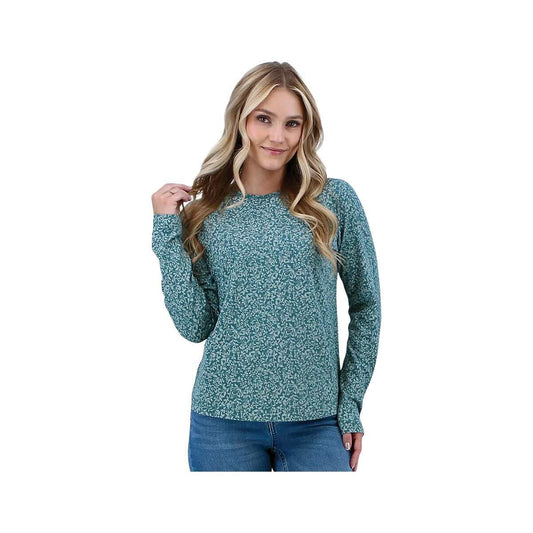 Old Ranch Women's Tatum Organic Cotton Floral Long Sleeve Top, Green