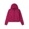 Vuori Women's Halo Modern Full Zip Hoodie, Dragonfruit Heather, alternate view 1