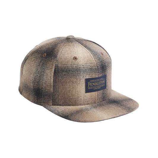Pendleton Men's Plaid Flat Brim Hat, Tan Taupe Ombre