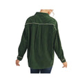 Jodifl Women's Long Sleeve Corduroy Shirt with Floral Contrast, Green, alternate view 2