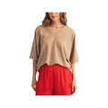 JODIFL Women's V-Neck Short Drop Shoulder Sweater Top, Taupe, alternate view 1