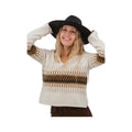 Old Ranch Women's Snowdrop Johnny Collar Jacquard Sweater, Snowwhite