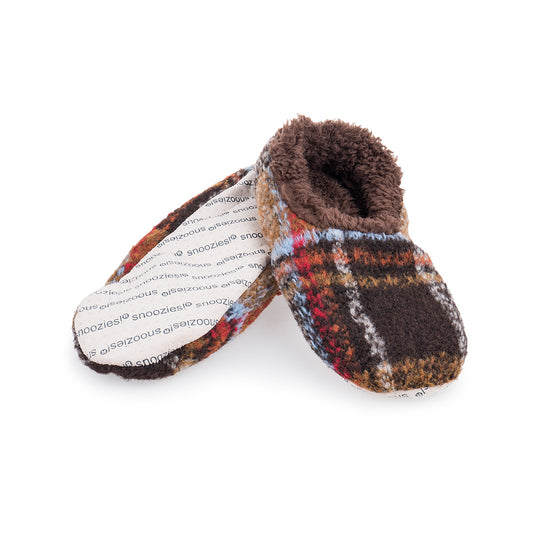Men's Plaid Snoozies Slippers Rust