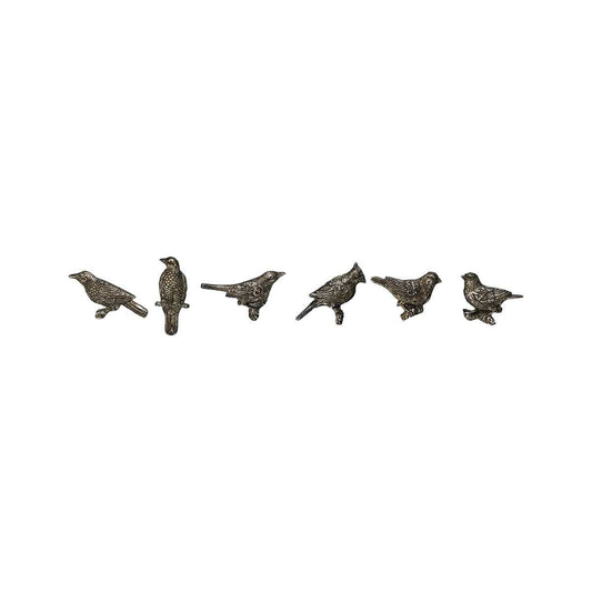 Creative Co-Op Pewter Bird Magnets - Set of 6