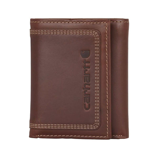 Carhartt Men's Leather Triple-Stitched Trifold Wallet