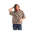Jodifl Women's Short Sleeve Polka Dot Sweater Top, Taupe
