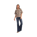 Jodifl Women's Short Sleeve Polka Dot Sweater Top, Taupe, alternate view 2
