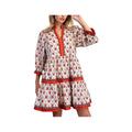 Easel Women's Printed Floral Poplin 3/4 Sleeve Dress