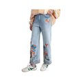Easel Women's Blue Belle Embroidered Eyelet Jeans, Light Denim