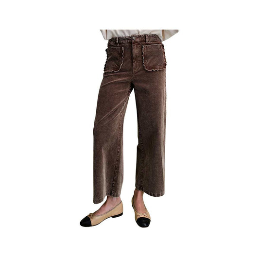 Easel Women's Washed Corduroy Pants, Brown