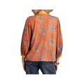 Easel Women's Floral Print Contrast Trim Suede Blouse