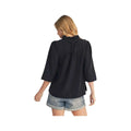 JODIFL Women's Crinkled Solid 3/4 Sleeve Top