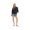 JODIFL Women's Crinkled Solid 3/4 Sleeve Top