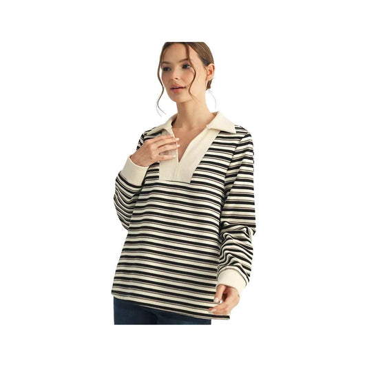 JODIFL Women's Stripe Long Sleeve Casual Top