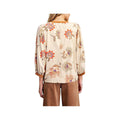 Easel Women's Floral Print Contrast Trim Suede Blouse