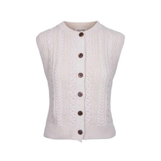 Be Cool Women's Classic Cable Knit Button Front Sweater Vest