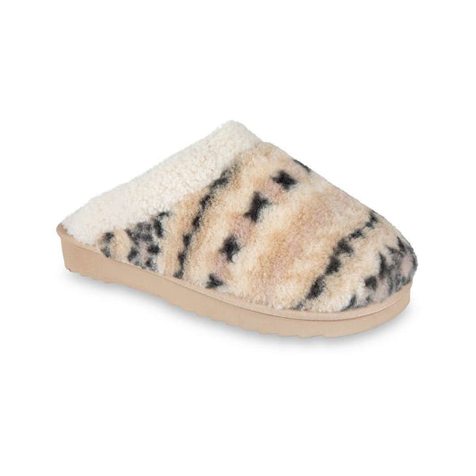 Acorn Women's Faux Fur Fairisle Moccasin Slippers, Ivory