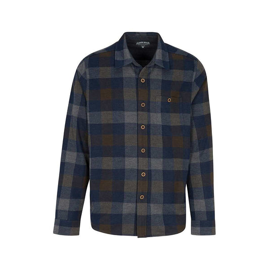 North River Men's Jacquard Knit Button Front Long Sleeve Shirt, Navy