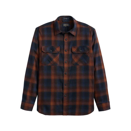 Pendleton Men's Plaid Burnside Cotton Long Sleeve Flannel Shirt, Navy Brown