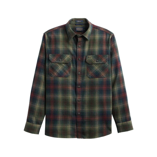 Pendleton Men's Plaid Burnside Cotton Long Sleeve Flannel Shirt, Green Multi