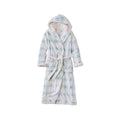 L.L.Bean Women's Wicked Plush Robe Seaside Blue Plaid