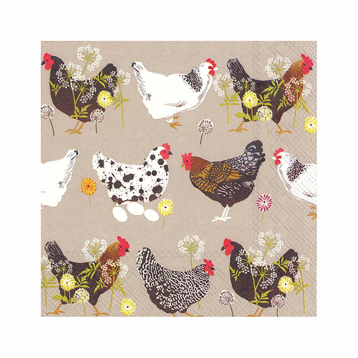 Boston International Spatter Hens Cocktail Napkin