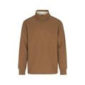 North River Men's Quarter Zip Sherpa Lined Waffle Knit Pullover, Barn Heather