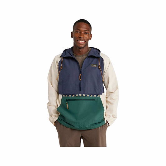 L.L.Bean Men's Mountain Classic Colorblock Anorak Jacket Crbn Nvy Dp Grn