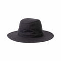 Stylish black felt hat with a wide brim and a subtle logo, perfect for outdoor activities and sun protection.