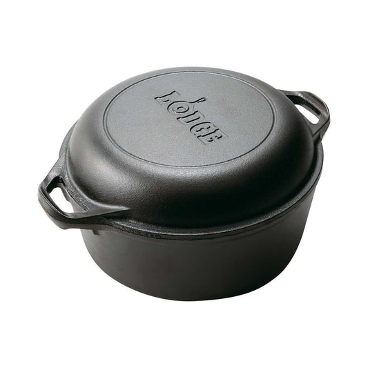 Lodge Cast Iron Double Dutch Oven - 5 Quart