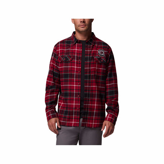 Men's University of South Carolina Flare Gun Flannel Long Sleeve Shirt Beet Tartan