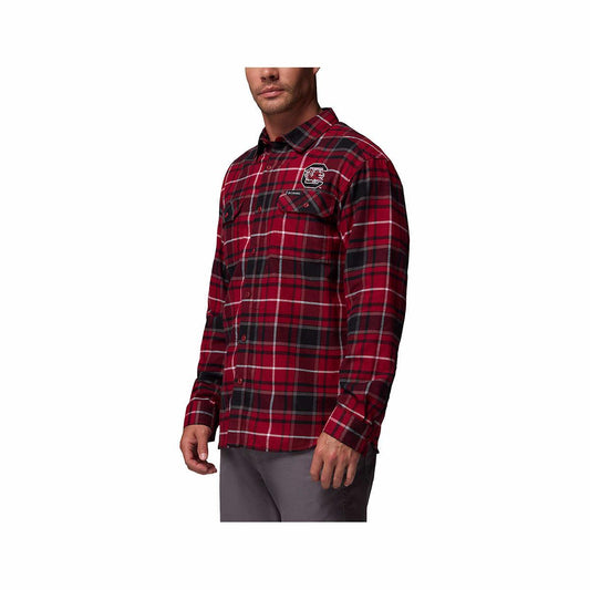 Men's University of South Carolina Flare Gun Flannel Long Sleeve Shirt Beet Tartan