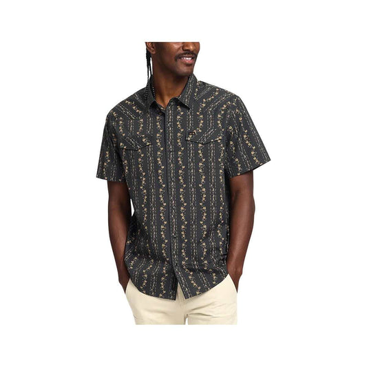 Howler Brothers Men's Hibiscus Ribbons H Bar B Short Sleeve Snapshirt Antique Black