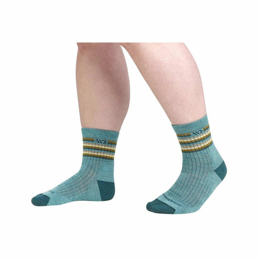 Color swatch for Wide Open Women's Multi Stripe Cushioned Micro Crew Socks in Light Teal